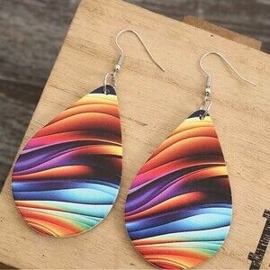 Rainbow Color Water Drop Earrings